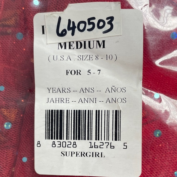 Rubie's Supergirl Costume with sparkly tutu medium 8-10 girls 5-7 years old NWT - Picture 2 of 2